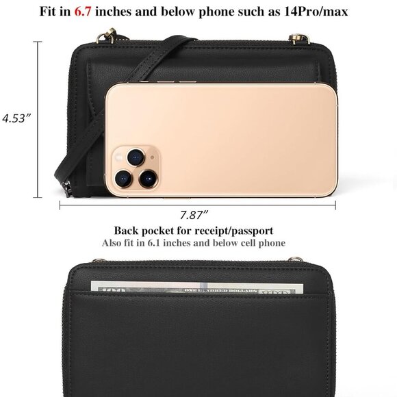 Small Leather Crossbody Cell Phone Bag for Women with RFID Blocking Slots - Picture 4 of 6